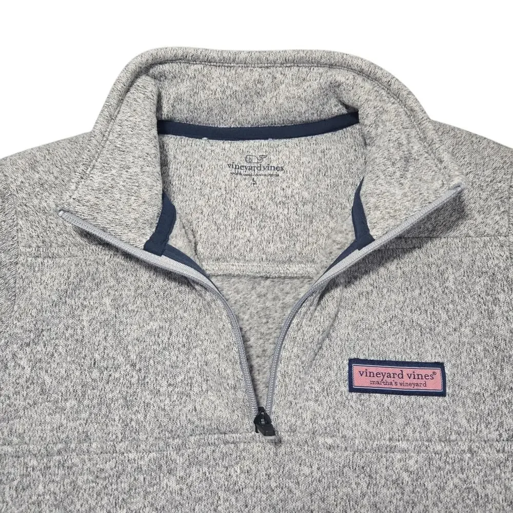 Vineyard Vines Gray Heathered Quarter Zip Pullover Sweater Fleece Girls Large